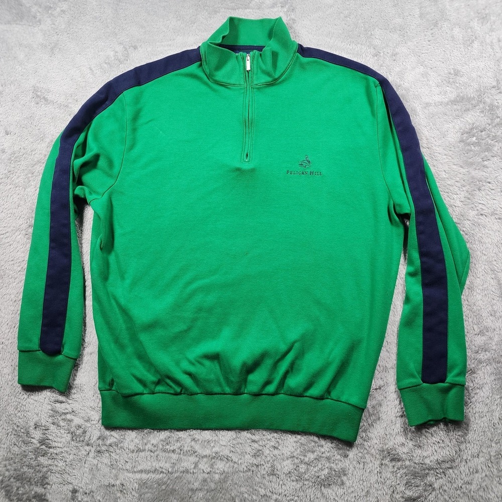 Polo Golf Ralph Lauren Sweater Mens Large Green 1/4 Zip Mock Neck Pelican Hill - Picture 6 of 12